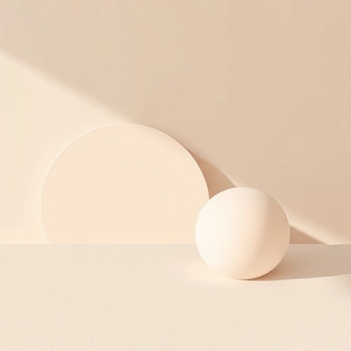 A minimalist abstract composition with soft geometric shapes in muted pastel tones, evoking calm and balance, no text or symbols