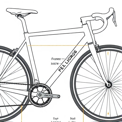 A close-up illustration of a bicycle frame with clear labels showing the top tube, down tube, seat tube, and chainstays, highlighting the frame size measurement from the bottom bracket center to the top of the seat tube, set against a clean white background with subtle technical line art style